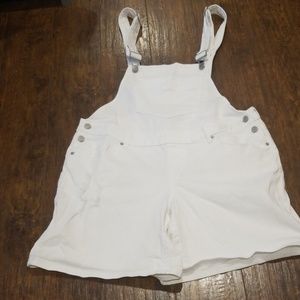 White Denim bib front shorts "overall"